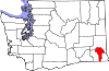 Mapa de Washington con la ubicación del condado de Garfield