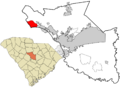 Richland County South Carolina incorporated and unincorporated areas Lake Murray of Richland highlighted