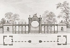 Archivo:Syon Gateway and porters' lodges 1769 edited
