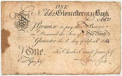 Archivo:£1 Gloucester Old Bank note for Charles Evans & James Fell 1814