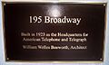 195 Broadway plaque by Matthew Bisanz