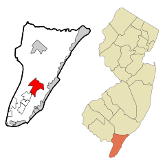 Cape May County New Jersey Incorporated and Unincorporated areas Cape May Court House Highlighted.svg