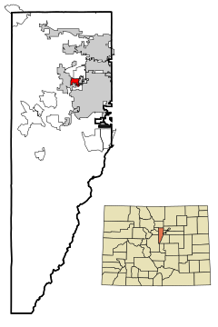 Jefferson County Colorado Incorporated and Unincorporated areas West Pleasant View Highlighted.svg