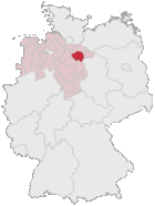 Lage des Landkreises Uelzen in Deutschland
