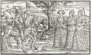 Archivo:Macbeth and Banquo encountering the witches - Holinshed Chronicles