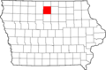 Map of Iowa highlighting Hancock County