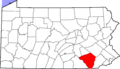 Map of Pennsylvania highlighting Lancaster County