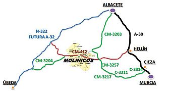 Mapa de accesos al municipio de Molinicos
