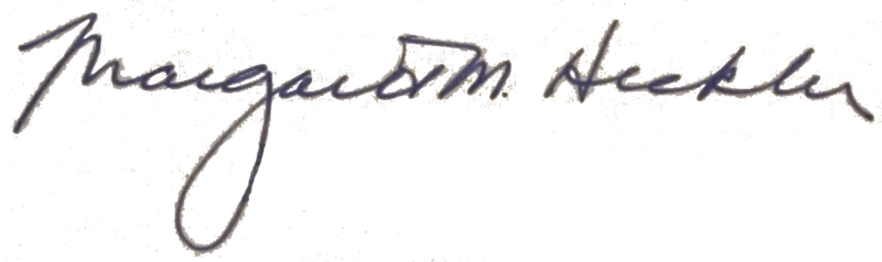 Margaret Heckler signature