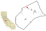 Merced County California Incorporated and Unincorporated areas Delhi Highlighted.svg