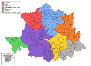 Archivo:Partidos Judiciales de Cáceres (con municipios)