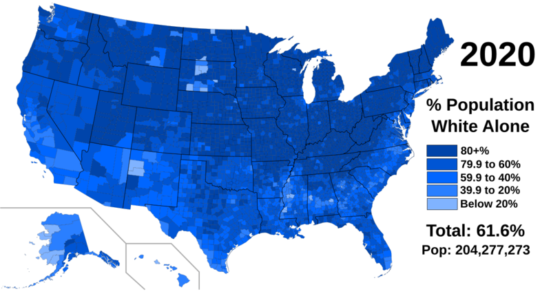 US White Alone in 2020