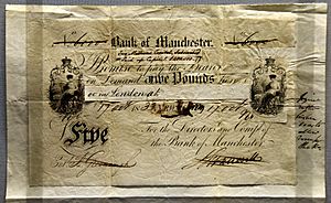 Archivo:Collage for banknote design, Bank of Manchester, UK, 1833. On display at the British Museum in London