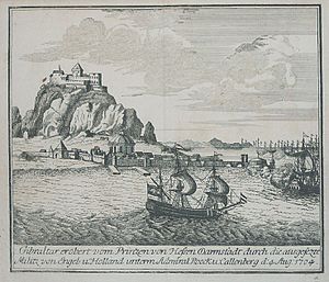 Archivo:Decorative scenes of the War of the Spanish Succession - Gibraltar, 1704