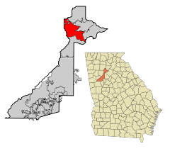 Fulton County Georgia Municipalities Map Roswell Highlighted.svg