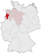 Localización de Emsland en Alemania.