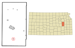 Lyon County Kansas Incorporated and Unincorporated areas Olpe Highlighted.svg
