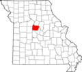 Map of Missouri highlighting Cooper County