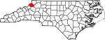 Mapa de Carolina del Norte con la ubicación del condado de Watauga