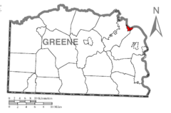 Map of Rices Landing, Greene County, Pennsylvania Highlighted.png