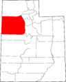 Map of Utah highlighting Tooele County