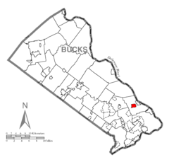 Map of Woodside, Bucks County, Pennsylvania Highlighted.png