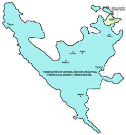 Archivo:Map of the Federation of Bosnia and Herzegovina and Brčko District