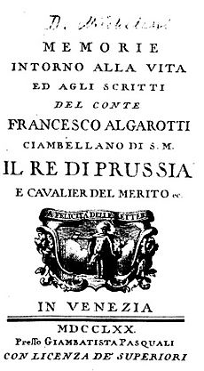 Archivo:Michelessi, Domenico – Memorie intorno alla vita e agli scritti del conte Francesco Algarotti, 1770 – BEIC 1320197