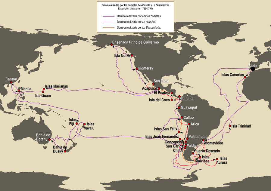 Archivo:Rutas de la expedición Malaspina (1789-1794)