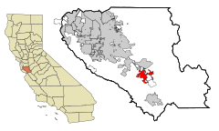 Santa Clara County California Incorporated and Unincorporated areas Morgan Hill Highlighted.svg