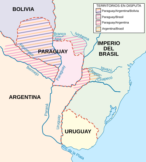 Archivo:Territorial disputes in the Platine region in 1864-es