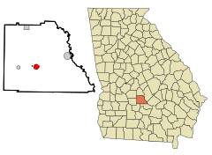 Wilcox County Georgia Incorporated and Unincorporated areas Rochelle Highlighted.svg