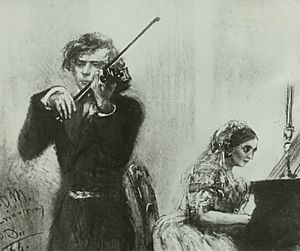 Archivo:Adolph von Menzel - Joseph Joachim + Clara Schumann (Zeichnung 1854)