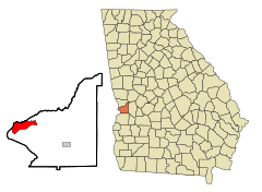 Chattahoochee County Georgia Incorporated and Unincorporated areas Fort Benning South Highlighted.svg