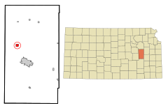 Lyon County Kansas Incorporated and Unincorporated areas Americus Highlighted.svg
