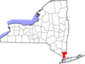 Map of New York highlighting Westchester County