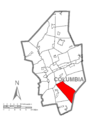 Map of Roaring Creek Township, Columbia County, Pennsylvania Highlighted