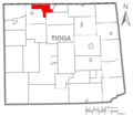 Map of Tioga County Pennsylvania Highlighting Osceola Township