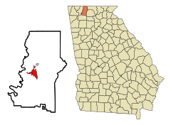 Murray County Georgia Incorporated and Unincorporated areas Chatsworth Highlighted.svg