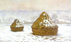 1274 Grainstacks Snow Effect, Meules, effet de neige, 1890-91, 60 x 100cm, Oil on Canvas, Hill-Stead Museum, Farmington, CT