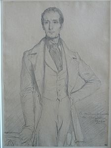 CHASSERIAU Théodore,1844 - Portrait de Lamartine - drawing (dessin, disegno)