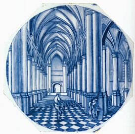 Delftware plaque with New Testament scene 002