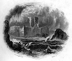 Archivo:Dunbar Castle vignette engraving by William Miller after G F Sargent