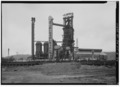 GENERAL EASTERN VIEW OF DOROTHY SIX BLAST FURNACE COMPLEX. (Jet Lowe) - U.S. Steel Duquesne Works, Blast Furnace Plant, Along Monongahela River, Duquesne, Allegheny County, PA HAER PA,2-DUQU,3A-54