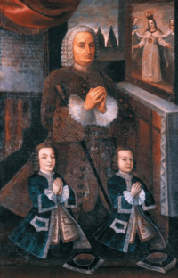 Archivo:Juan Pío de Montúfar y Frasso, I marqués de Selva Alegre, y sus hijos mayores Juan Pío y Pedro
