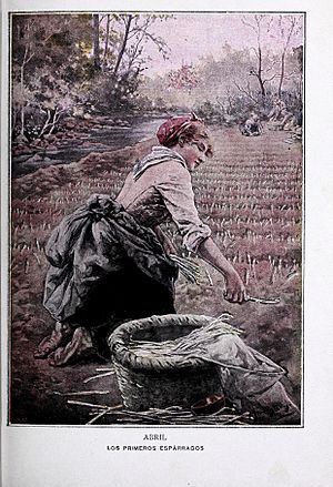 Archivo:Los primeros espárragos. Abril, Almanaque de Blanco y Negro para 1899, de Narciso Méndez Bringa