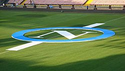 Archivo:SSC Napoli logo on the pitch of the Stadium San Paolo