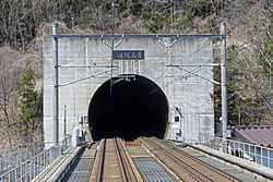 Seikan Tunnel entrance - dual-gauge track.jpg
