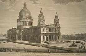 18th century view of St Paul's by J.M. Mueller