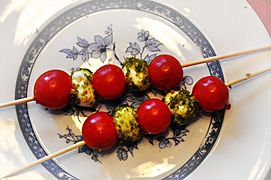 Cherry tomatoes on skewers